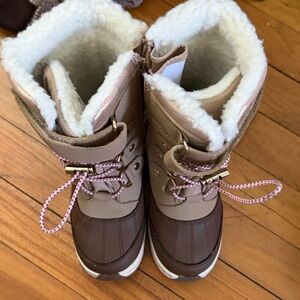 Cozy Brown and Tan Kids Snow Boots